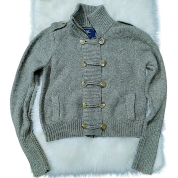 American Eagle Outfitters Other - American Eagle Outfitters Military Style Tan Zip Up Wool/Rabbit Hair Sweater XL
